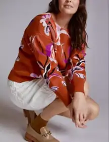 Maeve Rust Floral Sweatshirt Women’s Boat neck Pullover Size Medium