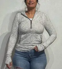 Free People Movement Gray Markie Hoodie Mesh Contrast Sweatshirt Sz M