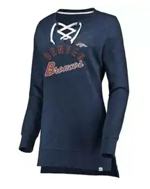 Denver Broncos NFL Women's Majestic  Long Sleeve Lace-Up Shirt Size XL EUC