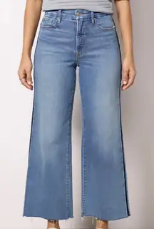 Good American Good Waist Palazzo Crop Wide Leg Jeans Womens Size 6 28 Tux Stripe