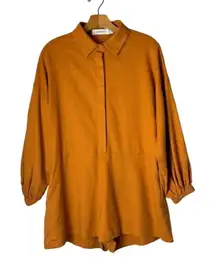 Whyte Valentyne Orange Terracotta Linen Blend Long‎ Balloon Sleeve Romper Size 2