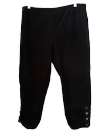 Soft Surroundings Womens Pants Large Black Pull On Capri Ruched Stretch Casual