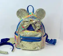 Disney Loungfly 50th anniversary gold iridescent Minnie back pack and ears set