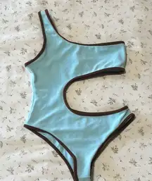 Frankie's Bikinis Blue and Brown One-Piece Swimsuit