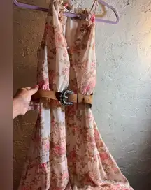 Floral Maxi Ruffle Dress by Wallflower Coastal Cowgirl ruffles belt feminine
