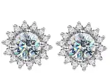 Sterling Silver Luxury Moissanite Diamond  Earrings