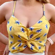 Yellow Floral Low Cut Crop Top