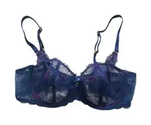 Chantelle Lace Demi Bra Navy/Purple Size 34D