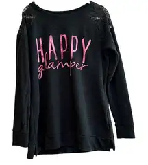 Arizona Jean Co. Happy Glamper Sweatshirt Peek Lace Shoulder XL