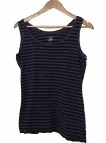 Lands End Tank Navy Blue Striped Medium