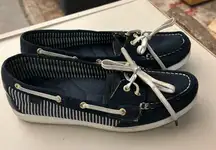 SPERRY Navy Boat Shoes with White Laces 8? See pictures-can’t read size