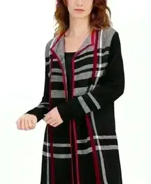 Kasper Edge To Edge Plaid Open-Front Cardigan. Size L. Lots of stretch.