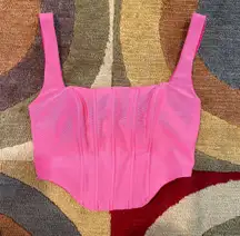 Isla Corset Top Pink Mesh Back Zipper Tank Top Cropped Size Small