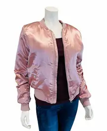 Pink Satin Bomber Jacket