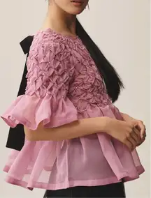 Anthropologie Maeve Rhinestone Sheer Babydoll Blouse, Size XSP