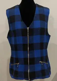 Blue and Black Checkered Women's Vest