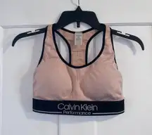 Calvin Klein Performance Padded Sports Bra Blush Light Pink & Black