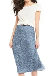 Chelsea and Violet  NWOT Blue Micro-Cheetah Print Midi Slip Skirt Size M