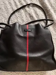 Hammitt Benjamin | Black​/​Gunmetal Tote Bag with Red Accent