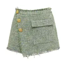 SELF-PORTRAIT Asymmetric bouclé-tweed skort size 8