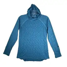 Kuhl Shirt Womens Medium Heather Blue Aspira Hooded Top Hiking Outdoors Heritage
