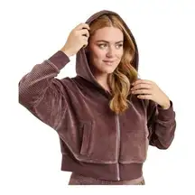 nuuds Full Zip Ribbed hoodie Chocolate Brown Size M