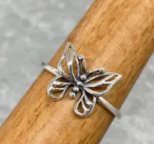 Sz 10 - Vintage Style Solid  Butterfly Ring