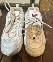 FILA White Red Chunky Dad Disruptor II Patent Leather Sneakers size 5