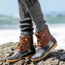 Sperry Saltwater Brown & Blue Duck Boots 10