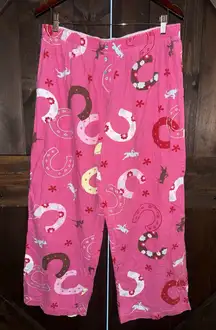 Victorias Secret VTG Sz XL Pajama PJ Pink Cowboys Horses Cotton EUC