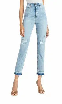 Super High Rise Mom Jean Ripped Raw Hem Size 4