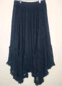 American Eagle Black Lace Hankerchief Hem Lined Skirt Whimsigoth Dark Fairy Boho