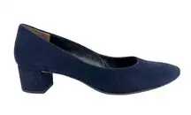 Paul Green Navy Blue Suede Low Block Heel Pumps Size 10.5