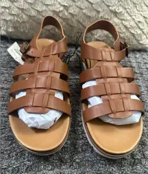a. n.‎ a. Women's Nilo strap Sandals,  Cognac Brown, Sz 11