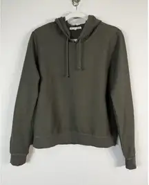 Threads 4 Thought Women’s Green‎ Olive Ribbed Pullover Hoodie Size L Organic