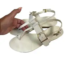 Cole Haan Francine Demi Wedge Sandal White Leather Size 6 1/2B