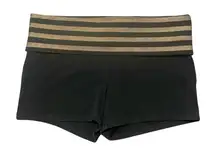 Y2K Victoria’s Secret PINK Vtg Foldover Yoga Shorts M Gold Stripe Black Sequin‎