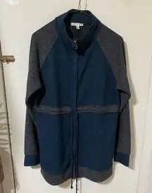 Skies are blue navy sweater zip long sleeve medium navy gray