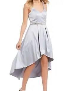 Nordstrom Silver High Low Belted Formal Dress, Size 9 NWT