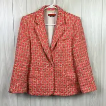 Alice + Olivia Alice Olive Women Blazer Medium Pink Tweed Notch Label Business Coat Career Prep