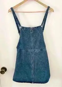 BDG Urban Outfitters Sz 2 Blue Denim Jumper Dress Y2K Silver Zip Ring