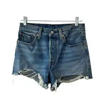 Levi's 501 Distressed Cut-Off Denim Jean Shorts Women's 26  High Waist