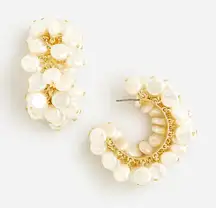 J. Crew Hoop Pearl Cluster Earrings Gold Tone Hypoallergenic Post