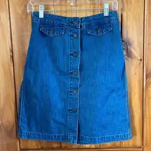 A Line Denim Button Front High Rise Denim Short Skirt Size 2 NWT