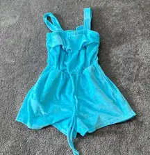Jasmine Rose Aqua Blue Terry Cloth Sleep Romper SIZE M