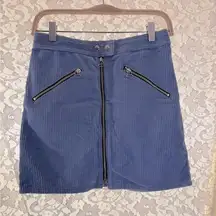 rag & bone light Blue Corduroy Pencil mini Skirt silver metal zippers