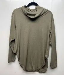 Shein Oversized Turtleneck Long Sleeve Olive Green Top Size XS Round Hem