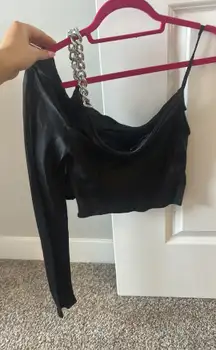 Zara long sleeve black chain top