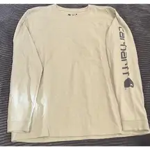 Carhartt Women Long Sleeve T-shirt Loose Fit L Sleeve logo Crew Neck Light Green