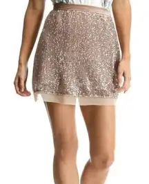 Free People Skirt sequin, velvet pink rose gold sz 10